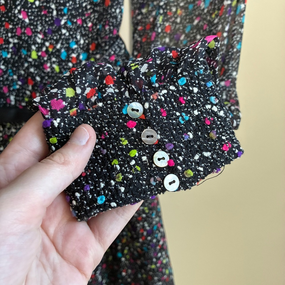 Diane von Furstenberg Silk Paint Splatter Wrap Dress 6 Black Multicolor Womens - Picture 14 of 14